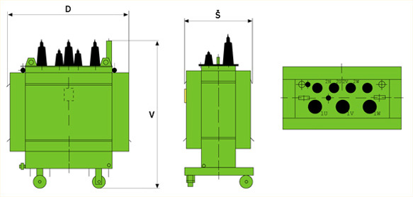 Olejový transformátor - schema